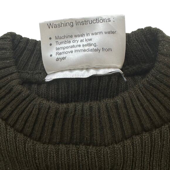 Commando Sweater Green Vintage Patches Ribbed Military Grunge Mens S Utilitarian - Picture 9 of 11